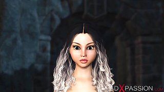 Adorable fem at cartoon trailer