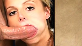 Sexy ass blonde rides big cock and swallows jizz