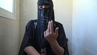 Moroccan Beurette from Marseille Takes Huge Cock and Gets Hijab Covered in Cum