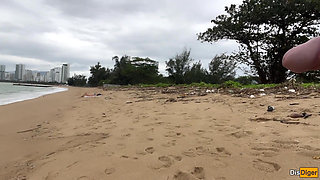 Babe Can I Cum on Your Tits? - Cock Flashing on the Beach