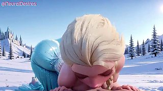 Elsa Frozen Hentai AI - Busty Anime Blowjob 3D Huge Cumshot