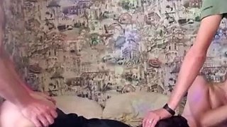 Two horny Russian sluts suck and ride hard cocks