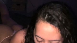 Public blowjob from an amateur brunette babe in POV video