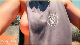 Hot Wife Flashes Side Boob on Public Beach - Amateur MILF Dare