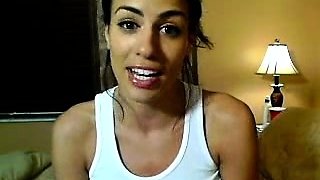 Amateur super sexy teen busty brunette in action