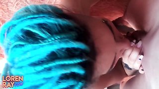 Cute teenager sucks huge knob and rough twat bang with facial