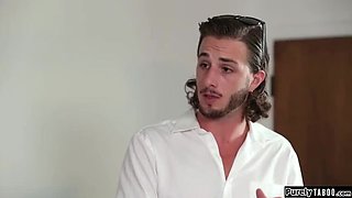 19yo Brunette Babysitter Seduces Older Boss - Blowjob & Shaved Pussy