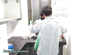 Stepsister Pussy Hard Fucked by her Step Brother, she is wearing a saree.  in kitchen