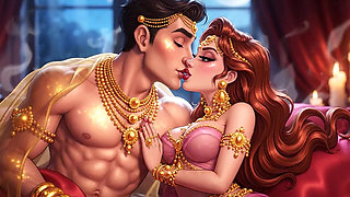Erotic Cartoon Couple - Passionate Kissing & Romantic Foreplay in Candlelight
