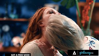 Hot Redhead Scarlet Skies Gets Tied Up & Rough Facefucked by Femdom Dee Williams