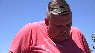 German amateur slut fucked hard by the pool in summer sun - Big tits homemade HD