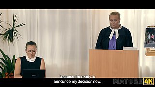 Watch as mature brunette Lilian Black cheats on her husband and secretly watches him take it from behind