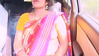 Telugu Honey Lips Dirty Talk Outdoor Car Sex with Desi Maid in Saree