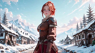 Redhead Warrior in Snow! Forbidden Leather Armor Seduction in Medieval Village. Cold Queen Unzips Her Gear & Goes Wild!