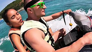 Hot Thai teen sucking a BWC on a jet ski