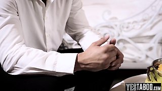 Homeless virgin teen rides a businessman