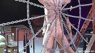Alec Black - Crops Treys Stiff Cock Against The Chain Web Making Him Leak