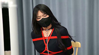 My Girlfriend in Black Stockings Was Bound by a Red String on the Chair-i Really Liked How She Was Tied up