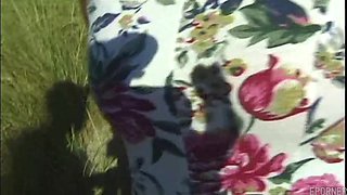 Blonde's Outdoor Oral Passion Erupts in Vintage Heat