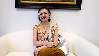 First time amateur brunette solo with dildo