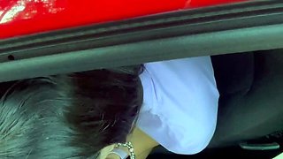 Mature brunette amateur giving a great POV blowjob