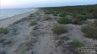 Blonde Beach Orgasm at Sunset