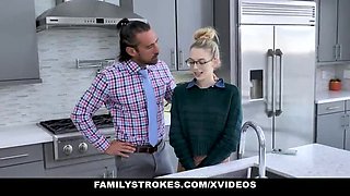 Blonde Teen Lily Larimar Fucked Hard By Stepdad For Talking Dirty - Facial & Glasses Cumshot
