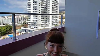 Risky Blowjob on Balcony in Tenerife