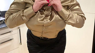 Satin Secretary Sophie Drains Your Balls Teasing Nylons