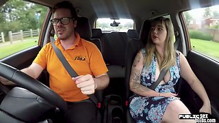 MILF driver pussy fucked hard by instructor in car fuck
