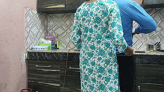 Beautiful Indian Step Mom Pussy and Ass Fucked Hard by Step Son While He Is in Kitchen to Seducing