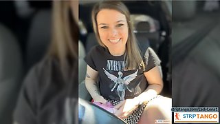 LadyLena1 Masturbating in her car with vibrator and dil