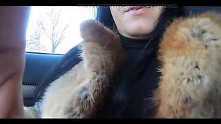 Cheating Latina Wife Gives Blowjob in Fur Coat - Amateur MILF Deep Throat