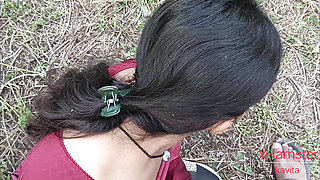 Desi indian Marathi kavita bhabhi blowjob and cum in mouth in saree in jungle with Tatya