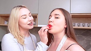 boyfriend fucks our tight cunts after cooking