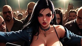 Huge-titted Cocksluts Get Slurped and Nailed in the Mosh Pit