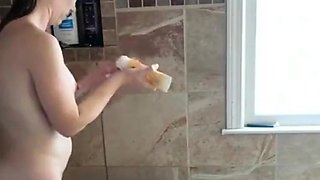 My Stepmom shaving and soaping (spy cam in shower)