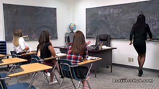 Nasty college teen punished by busty professor