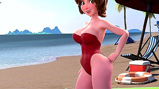 Hot Stepmom Aunt Cass Gets Her Pussy Stuffed in Beach POV