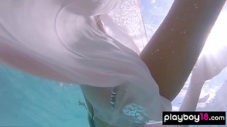 Naked Russian teasing under the water