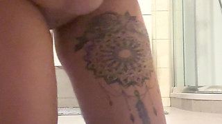 I'm Taking a Shower and I'm All Wet and Sexy! I'm Massaging My Hot Tits and Hairy Pussy and Then I Squirt and Moan Loudly!