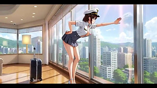 Horny Stewardess Masturbates Then Gets Fucked Hard Ai Generated