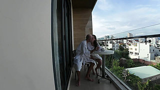 Skinny Korean Couple Hotel Room Handjob & Nude Shower Tease