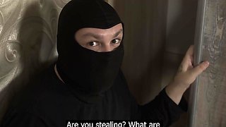 Russian Milf in stockings got her cunt stolen but she still cums!