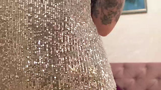 Short dress, high heels teasing