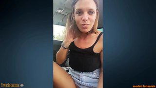 French girlfriend gets caught fucking car gear shift