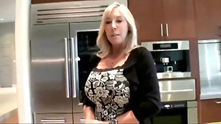 Wild mature milf mom gets naughty stroking a huge cock