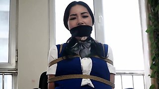 Chinese bondage - Chair tied & gagged