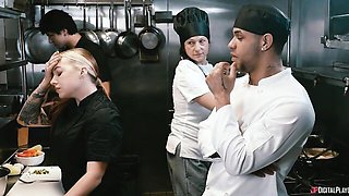 Black cook with a long penis fucked a hot blonde Cubbi Thompson