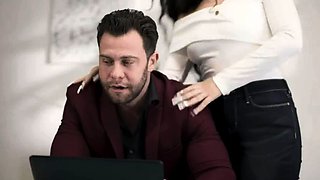 Cheating boss fucks secretary and wife